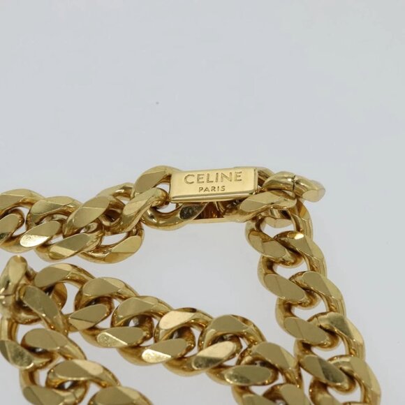 CELINE Quilted Chain Shoulder Bag Lamb Skin Gray Gold Auth mr1084V - Picture 9 of 14